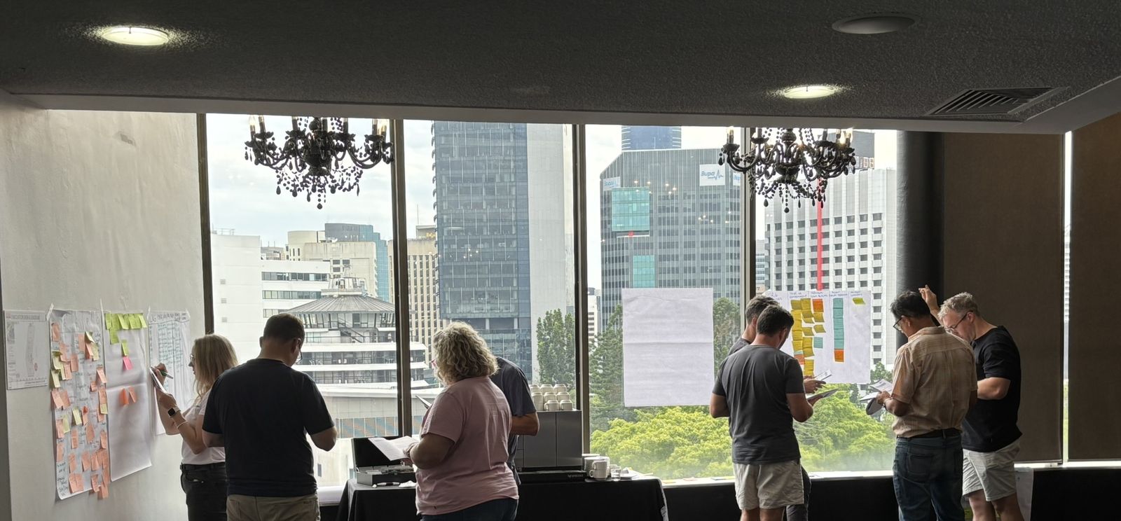 An ICAM Lead Investigators course in Brisbane, participants at the wall charts