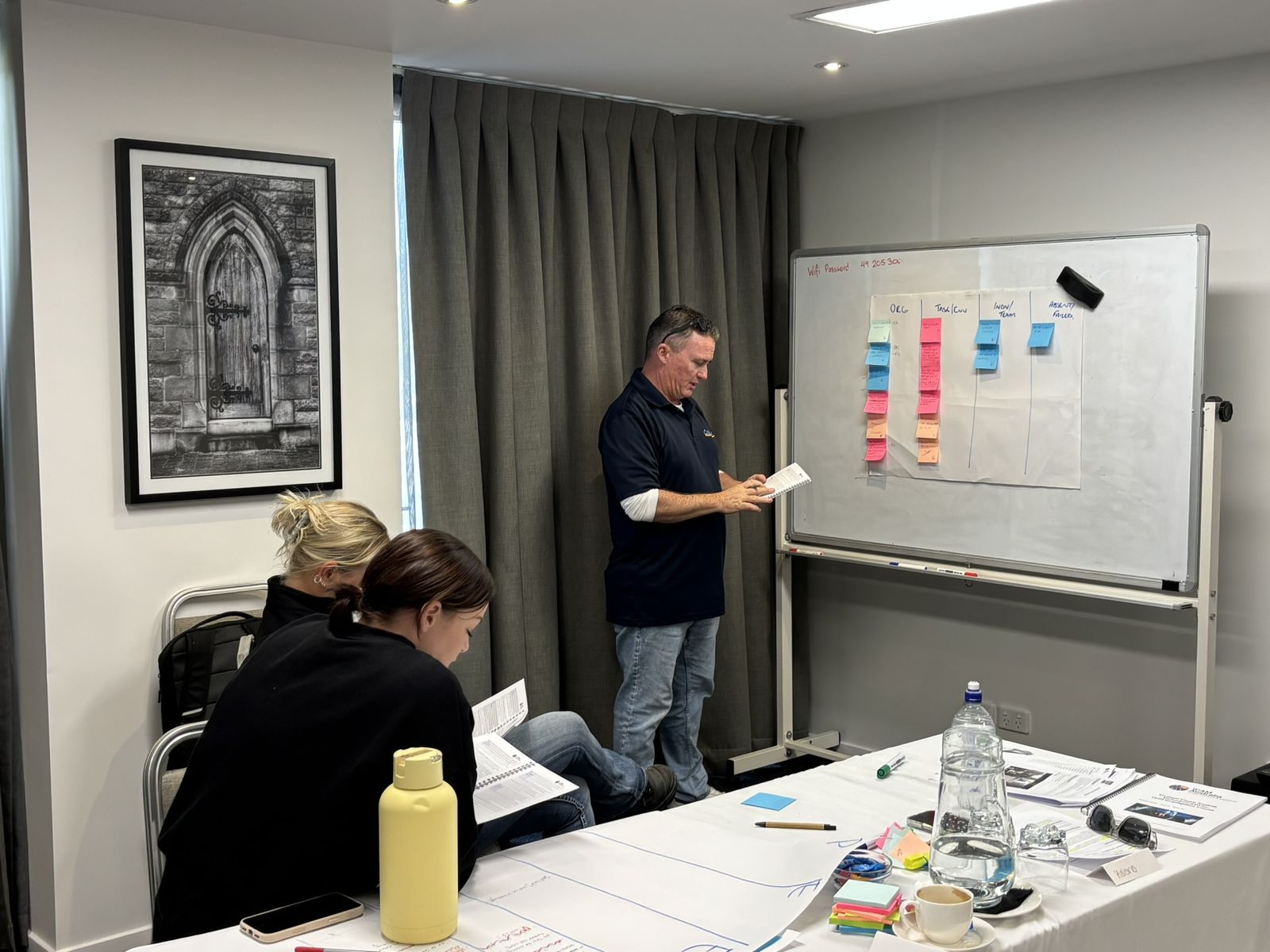An ICAM facilitator at the whiteboard